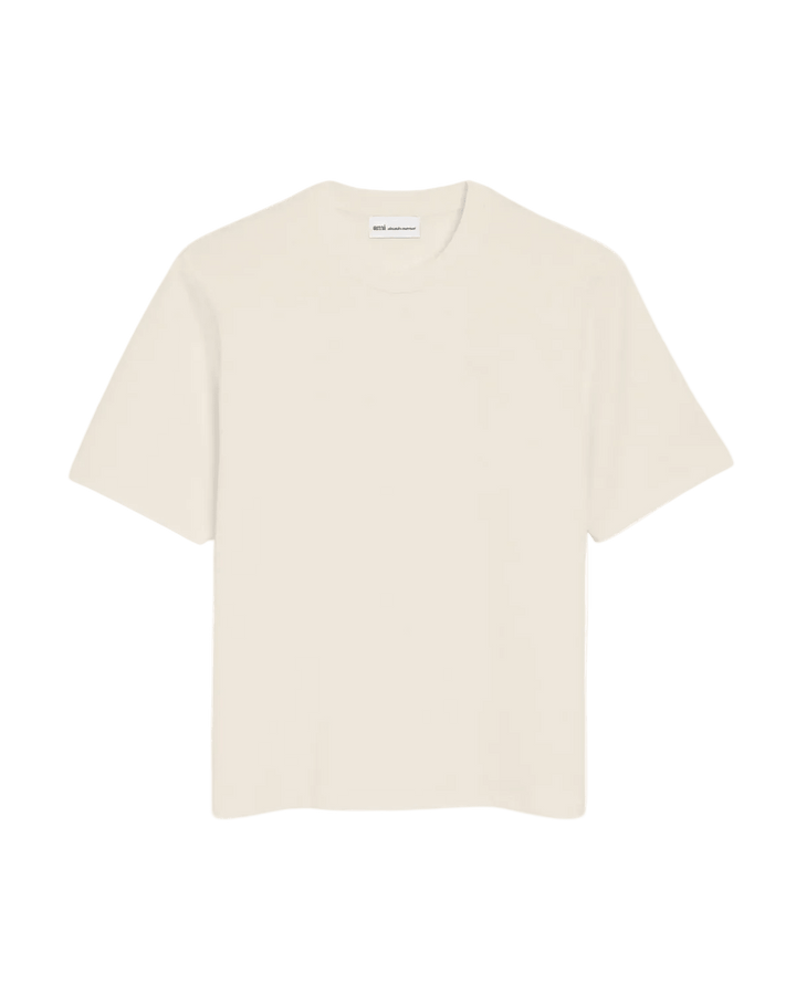 AMI PARIS - T-shirt en Coton avec Motif Ami de Cœur en Relief Blanc crème - Lothaire