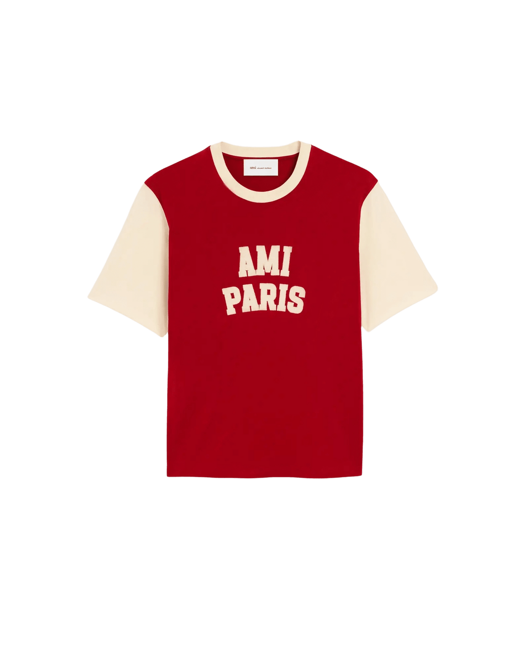 AMI PARIS – T-shirt en coton brodé Ami Paris Rouge rubis / Ivoire - Lothaire