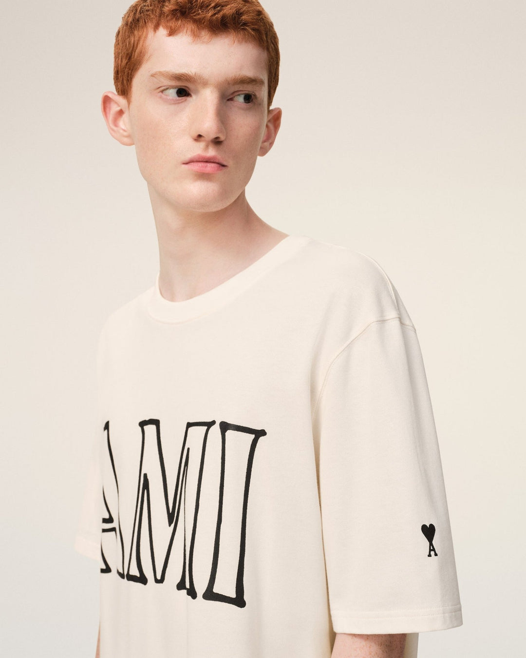 AMI PARIS - T-shirt en Coton Imprimé Ami Paris Blanc Crème - Lothaire