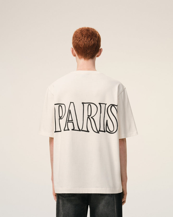 AMI PARIS - T-shirt en Coton Imprimé Ami Paris Blanc Crème - Lothaire