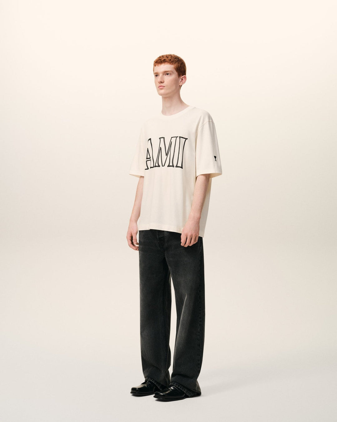AMI PARIS - T-shirt en Coton Imprimé Ami Paris Blanc Crème - Lothaire