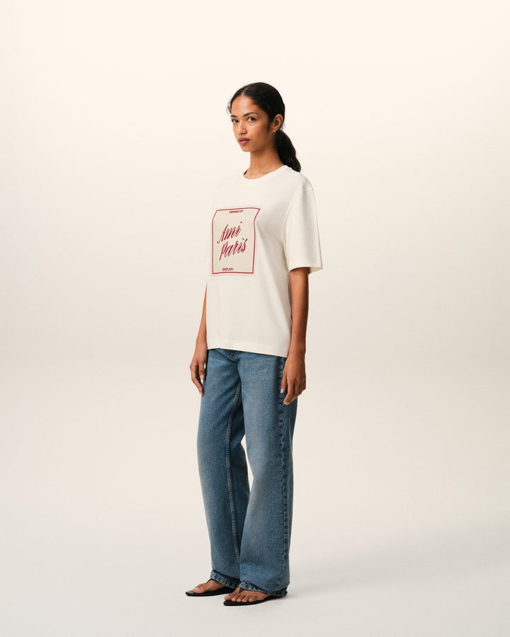 AMI PARIS - T-shirt Héritage en Coton Blanc Crème - Lothaire
