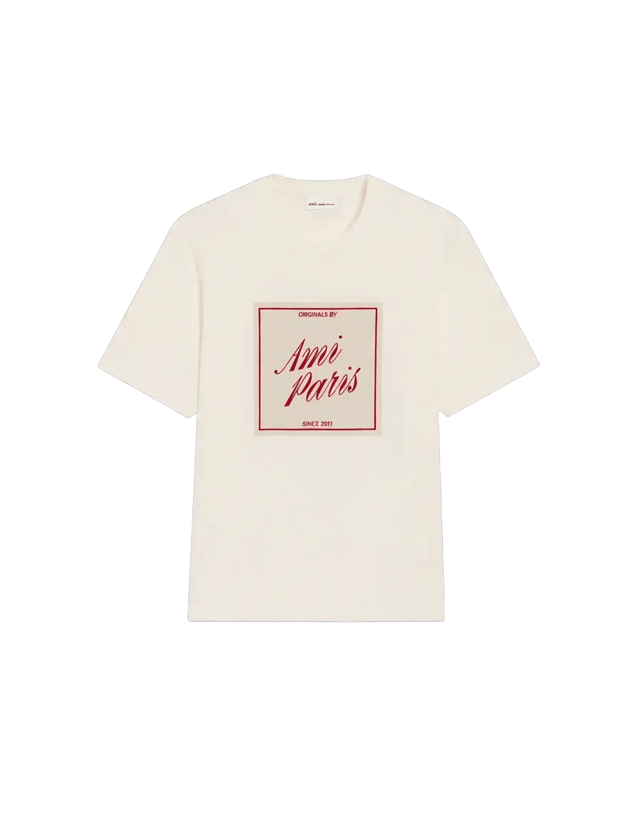 AMI PARIS - T-shirt Héritage en Coton Blanc Crème - Lothaire