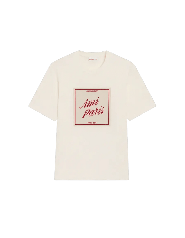 AMI PARIS - T-shirt Héritage en Coton Blanc Crème - Lothaire