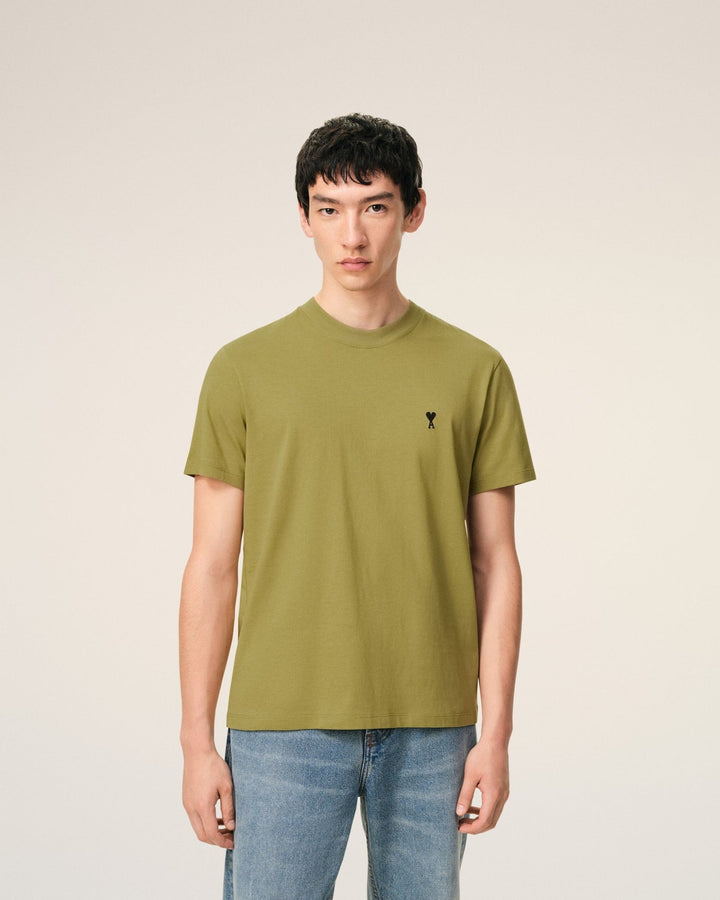 AMI PARIS - T-shirt in Light Cotton Jersey Ami de Coeur Vert olive - Lothaire