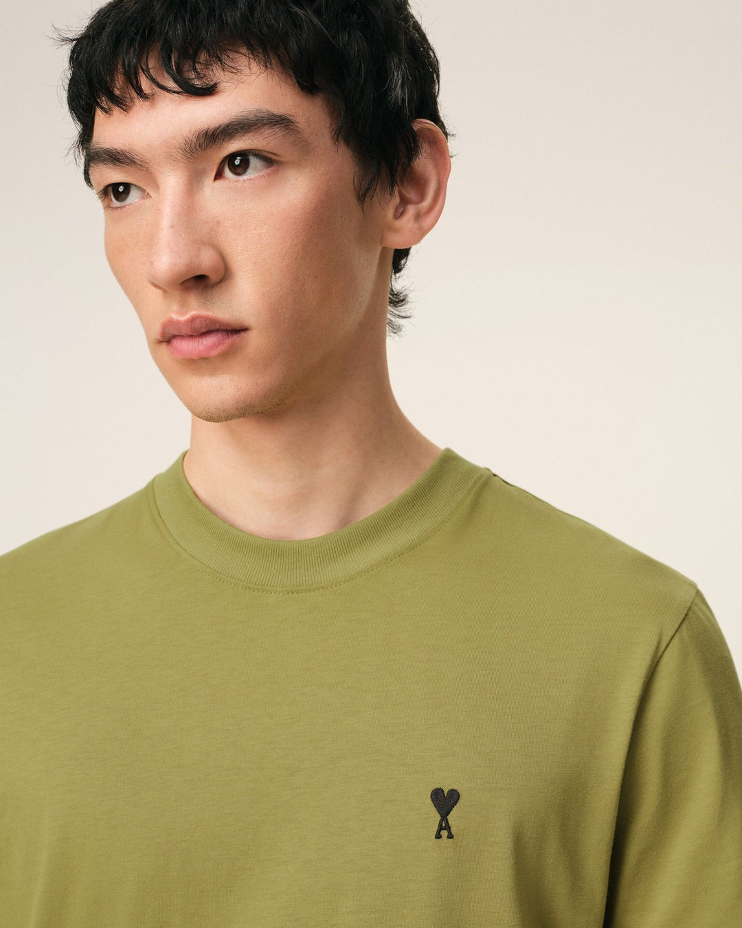 AMI PARIS - T-shirt in Light Cotton Jersey Ami de Coeur Vert olive - Lothaire