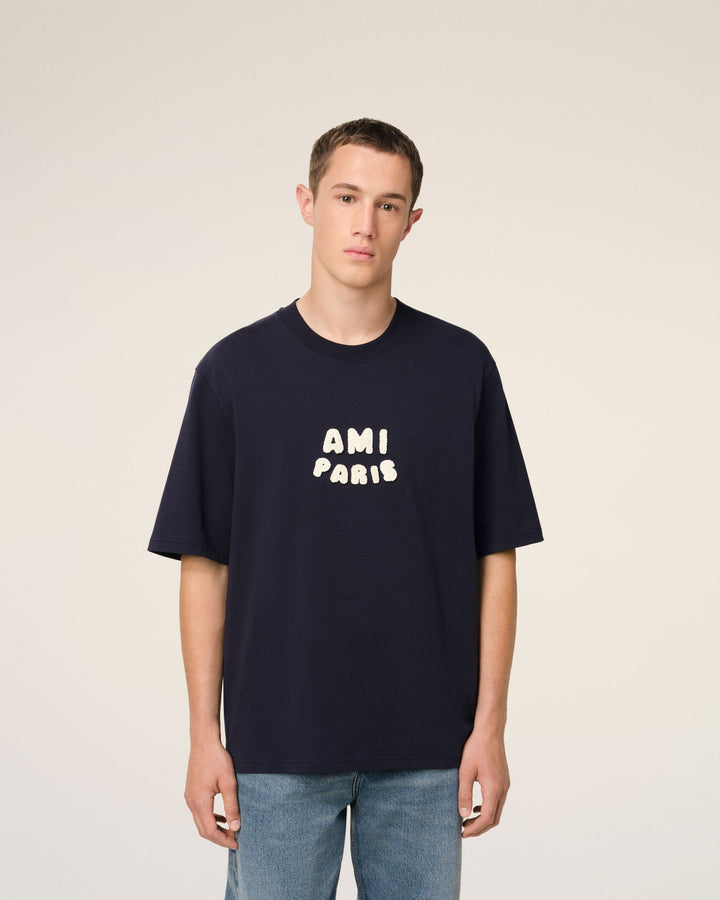 AMI PARIS - T - SHIRT PATCH AMI PARIS EN COTON Bleu marine - Lothaire