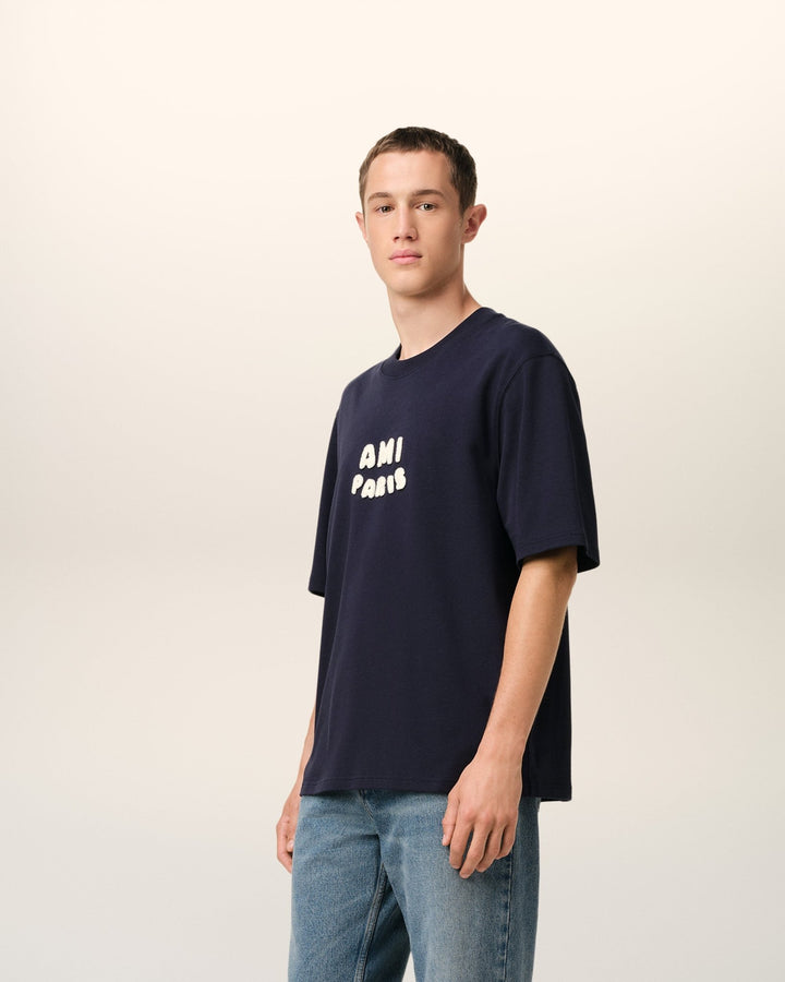 AMI PARIS - T - SHIRT PATCH AMI PARIS EN COTON Bleu marine - Lothaire