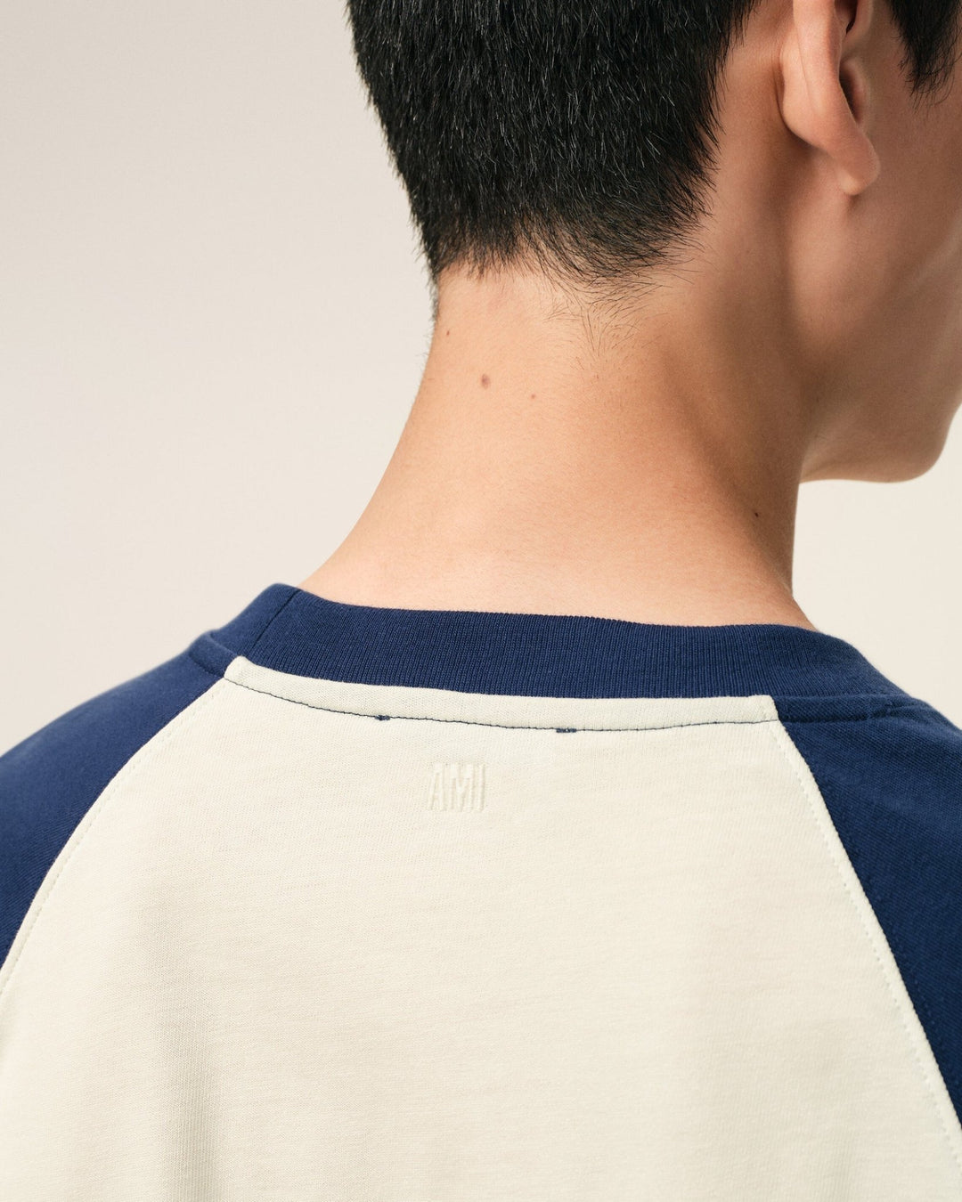 AMI PARIS - Two Tone Thick Cotton Jersey Short Sleeves T-shirt Blanc - Lothaire