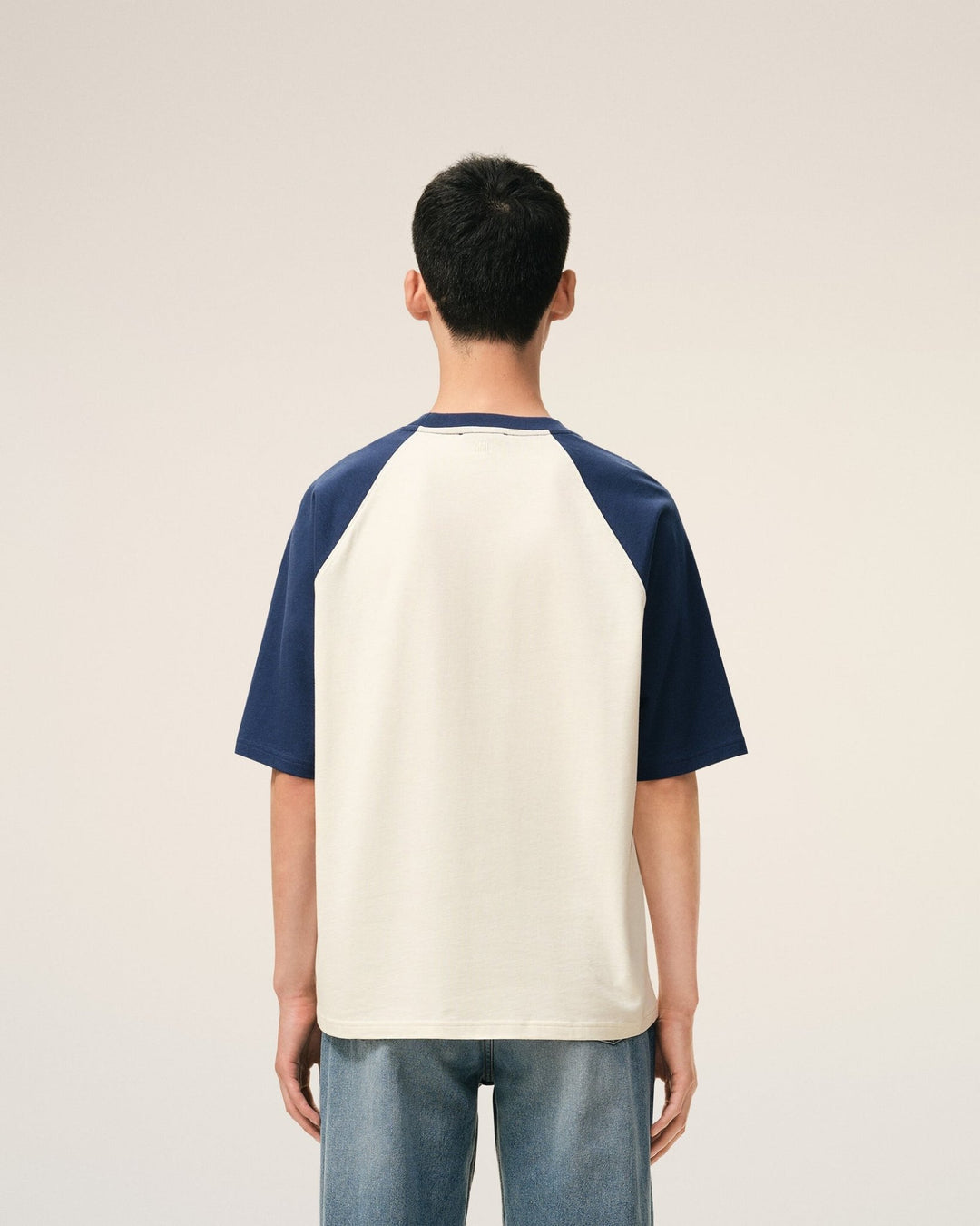 AMI PARIS - Two Tone Thick Cotton Jersey Short Sleeves T-shirt Blanc - Lothaire