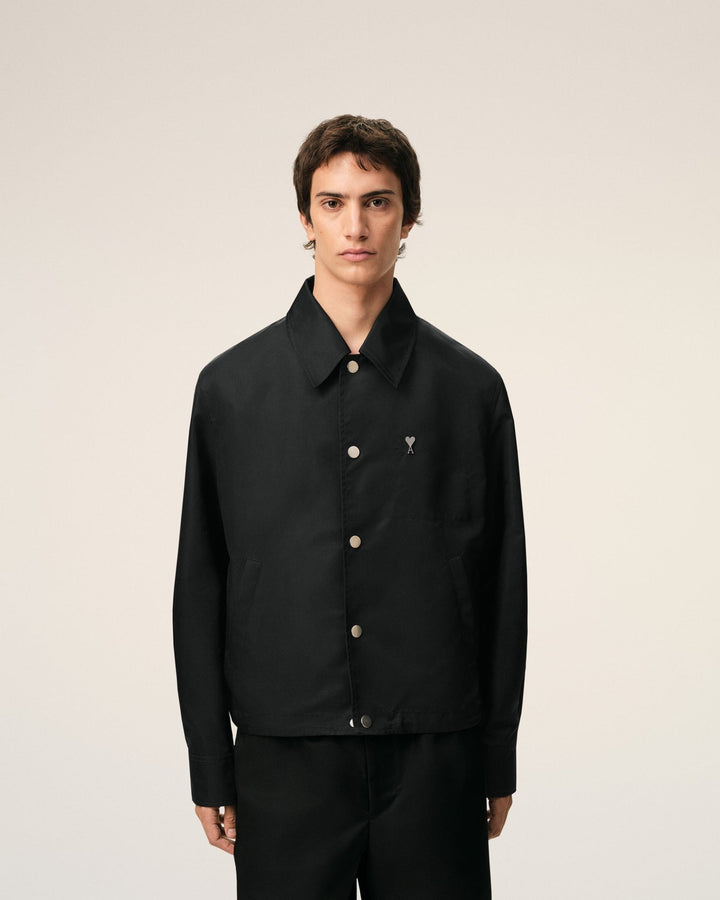 AMI PARIS - Veste à Boutons Cloutés Ami de Coeur en Nylon Noir - Lothaire