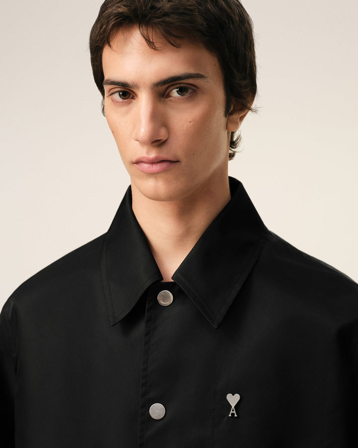AMI PARIS - Veste à Boutons Cloutés Ami de Coeur en Nylon Noir - Lothaire