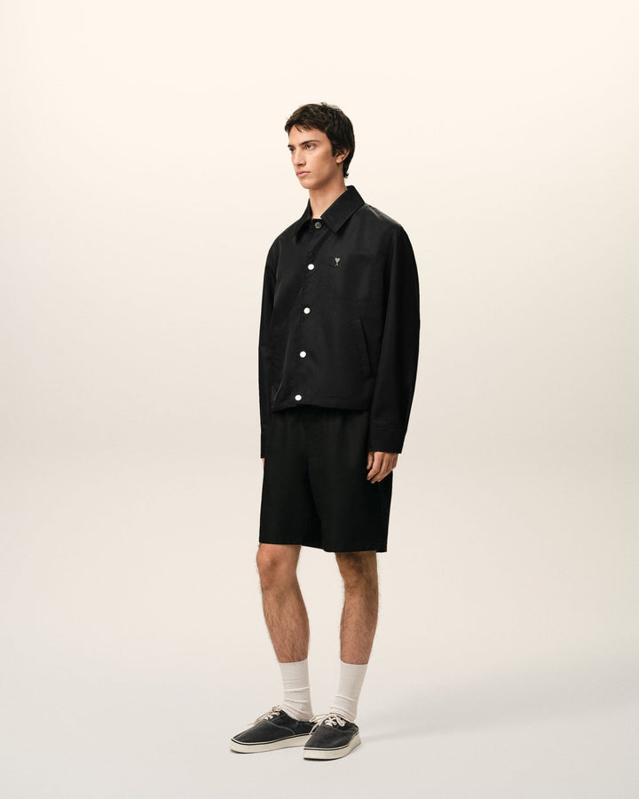 AMI PARIS - Veste à Boutons Cloutés Ami de Coeur en Nylon Noir - Lothaire