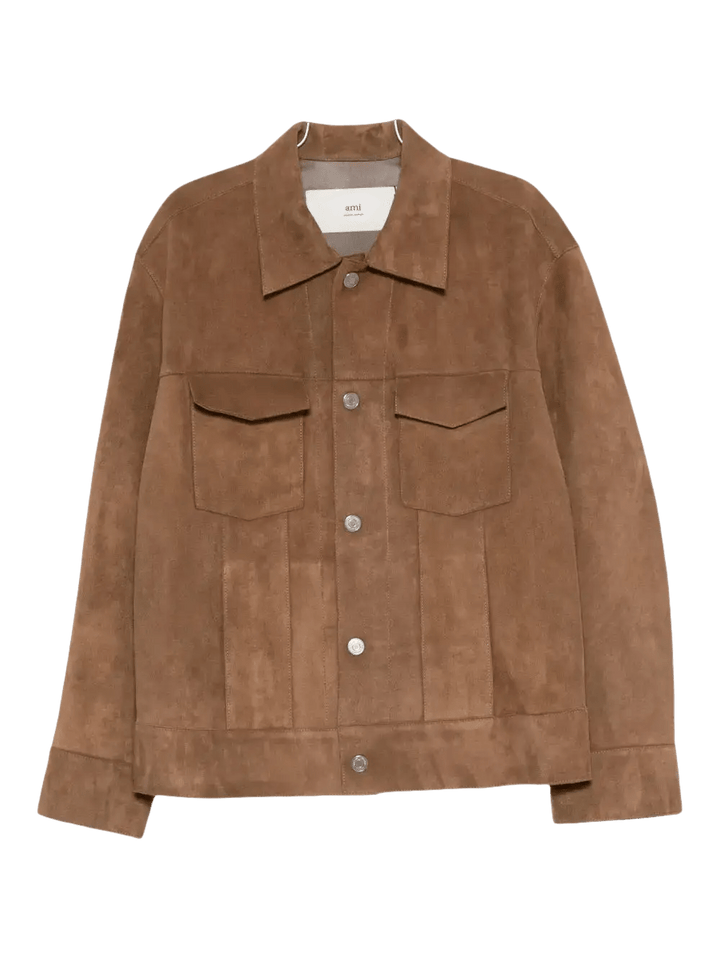 AMI PARIS - Veste à boutons pression en daim marron - Lothaire