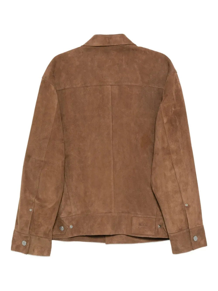 AMI PARIS - Veste à boutons pression en daim marron - Lothaire