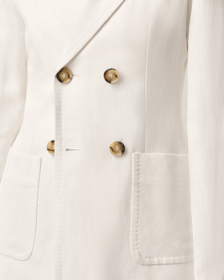 AMI PARIS - Veste Bar Double Boutonnage en Lin Blanc crème - Lothaire