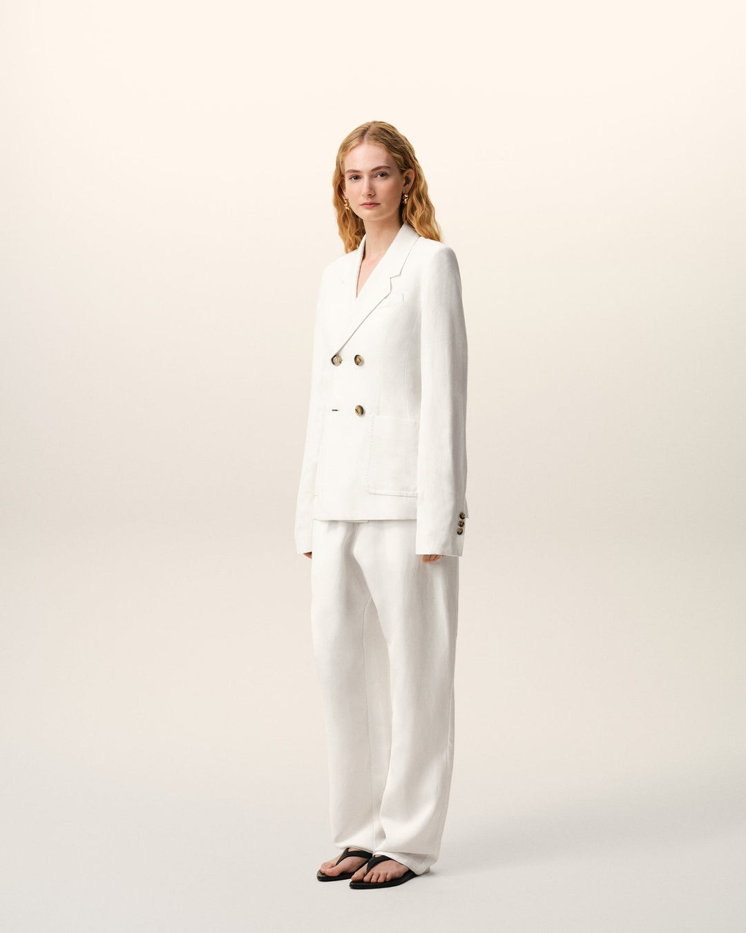 AMI PARIS - Veste Bar Double Boutonnage en Lin Blanc crème - Lothaire