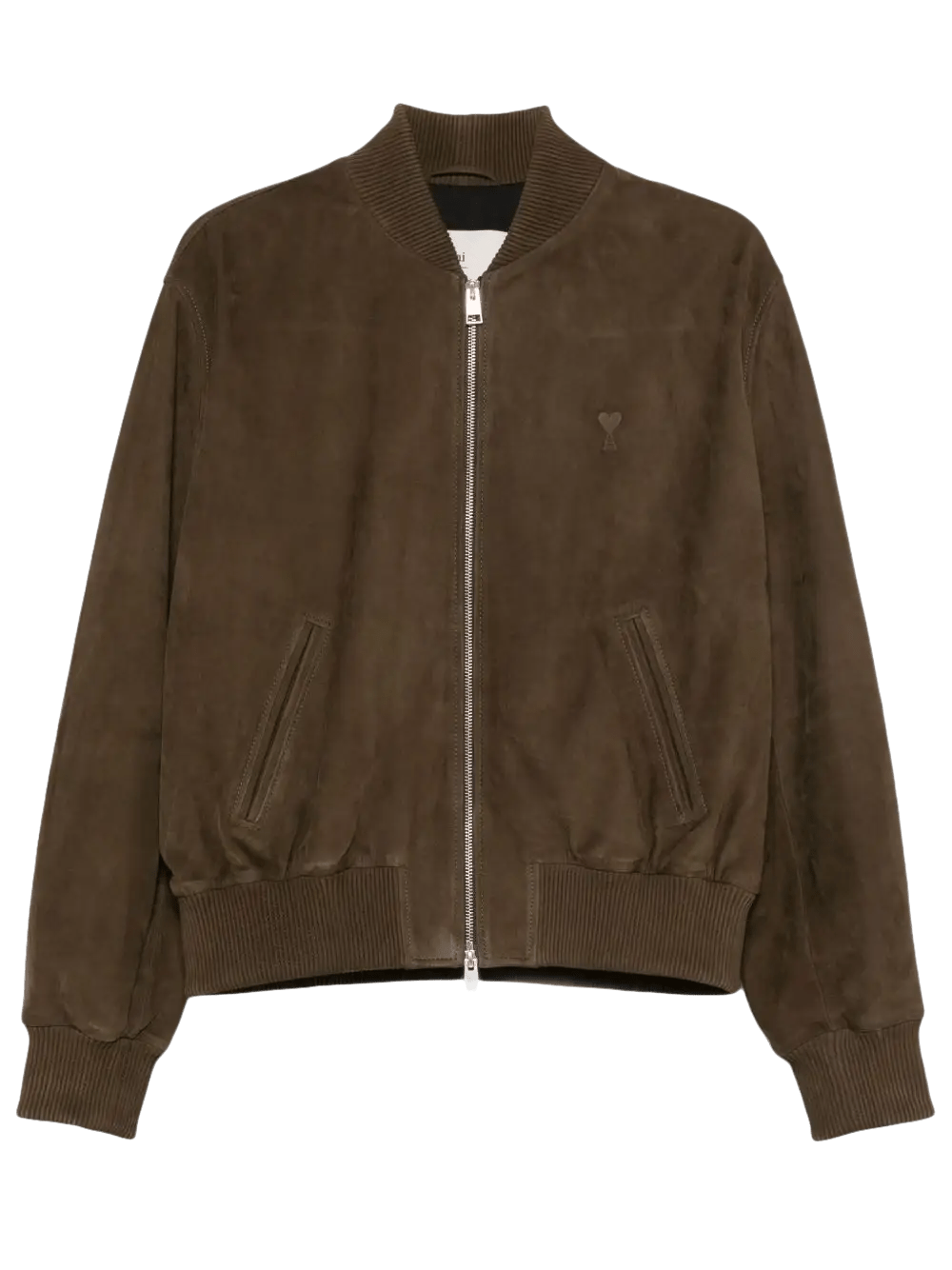 AMI PARIS - Veste bomber en daim vert olive - Lothaire