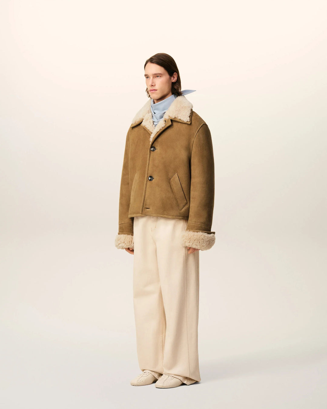 AMI PARIS - Veste Marron Boutonnée en Shearling Camel - Lothaire