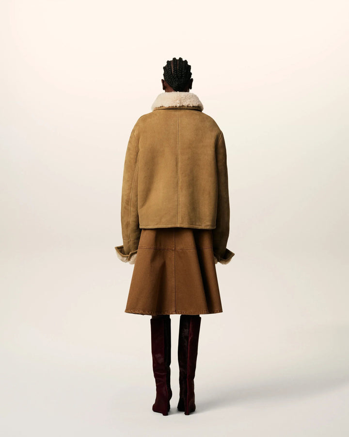 AMI PARIS - Veste Marron Boutonnée en Shearling Camel - Lothaire