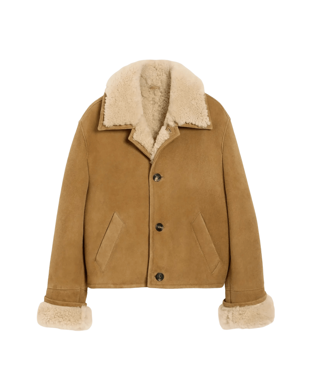 AMI PARIS - Veste Marron Boutonnée en Shearling Camel - Lothaire