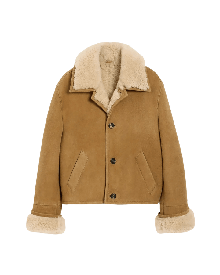 AMI PARIS - Veste Marron Boutonnée en Shearling Camel - Lothaire