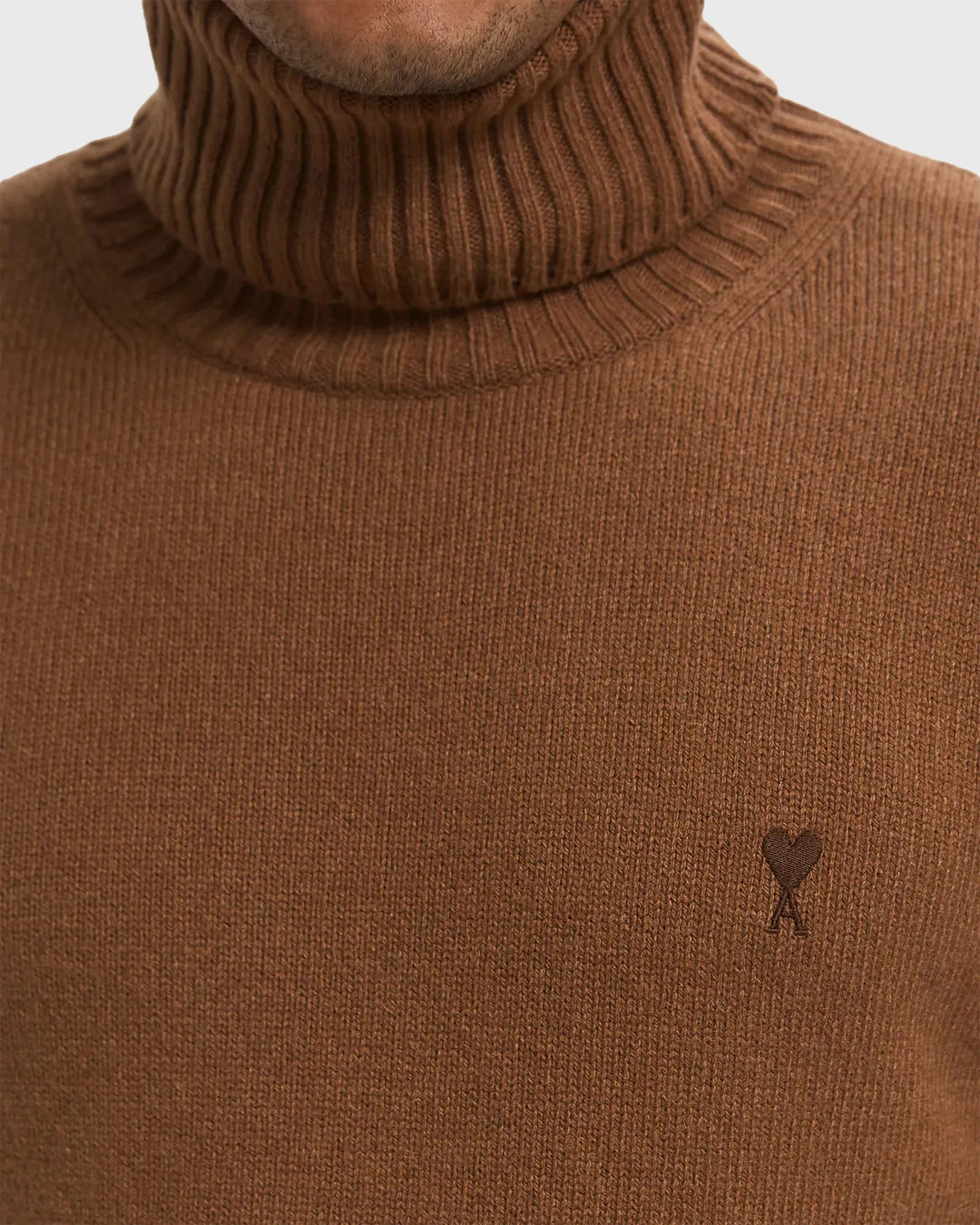 Ami Pull col roulé enn cachemire noisette - Lothaire