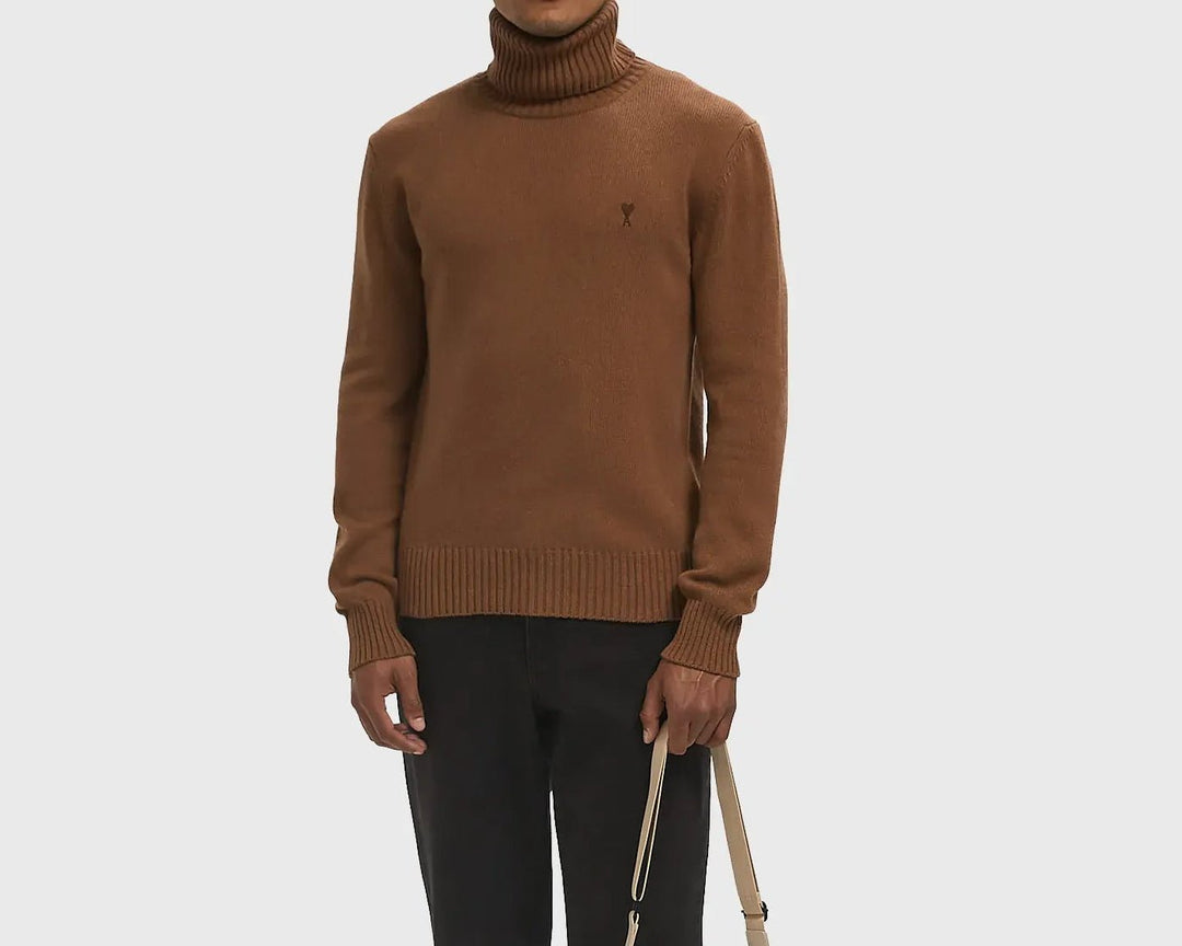 Ami Pull col roulé enn cachemire noisette - Lothaire
