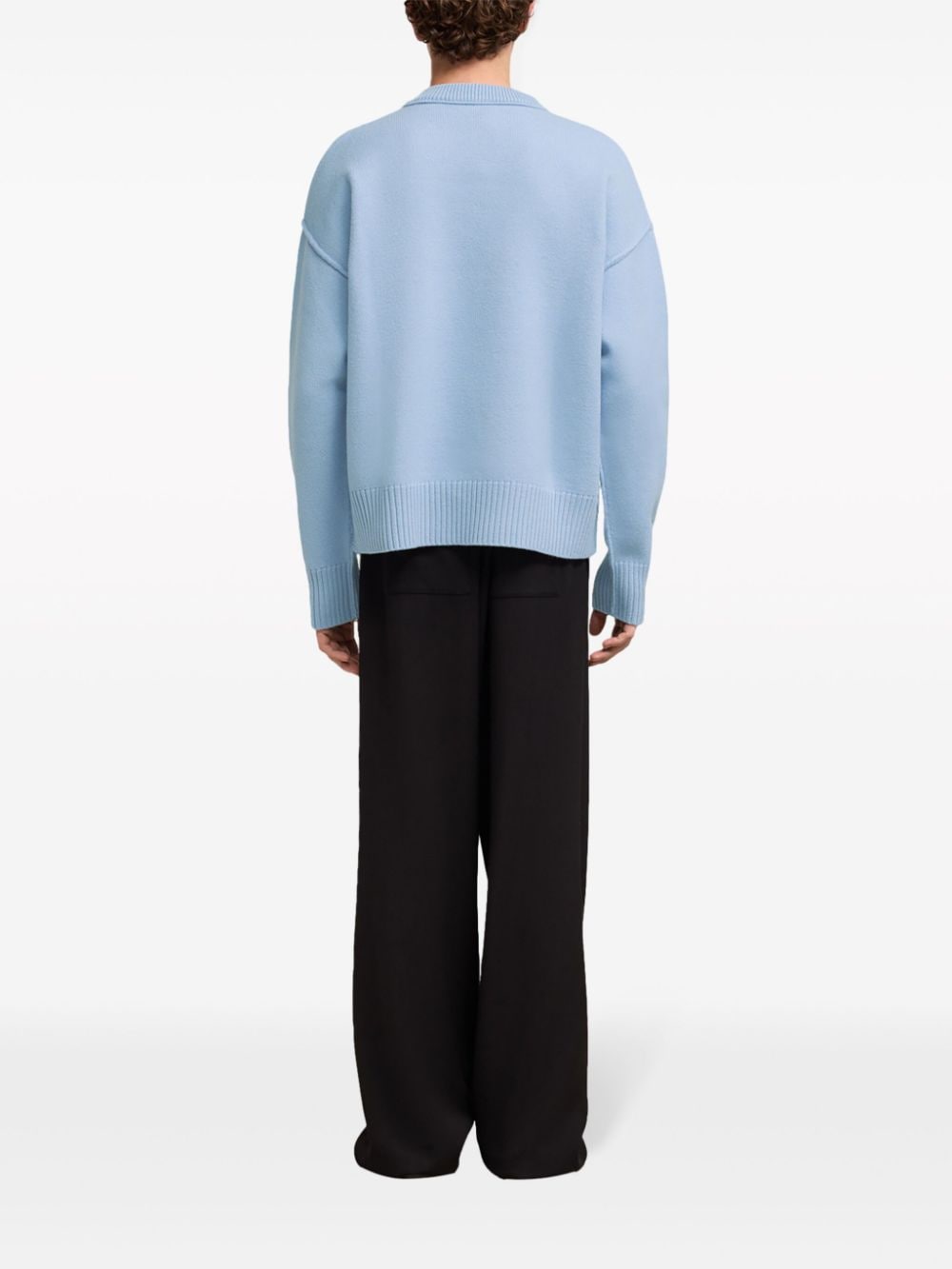 AMI pull en laine à logo Ami de Coeur bleu cachemire/ecru - Lothaire