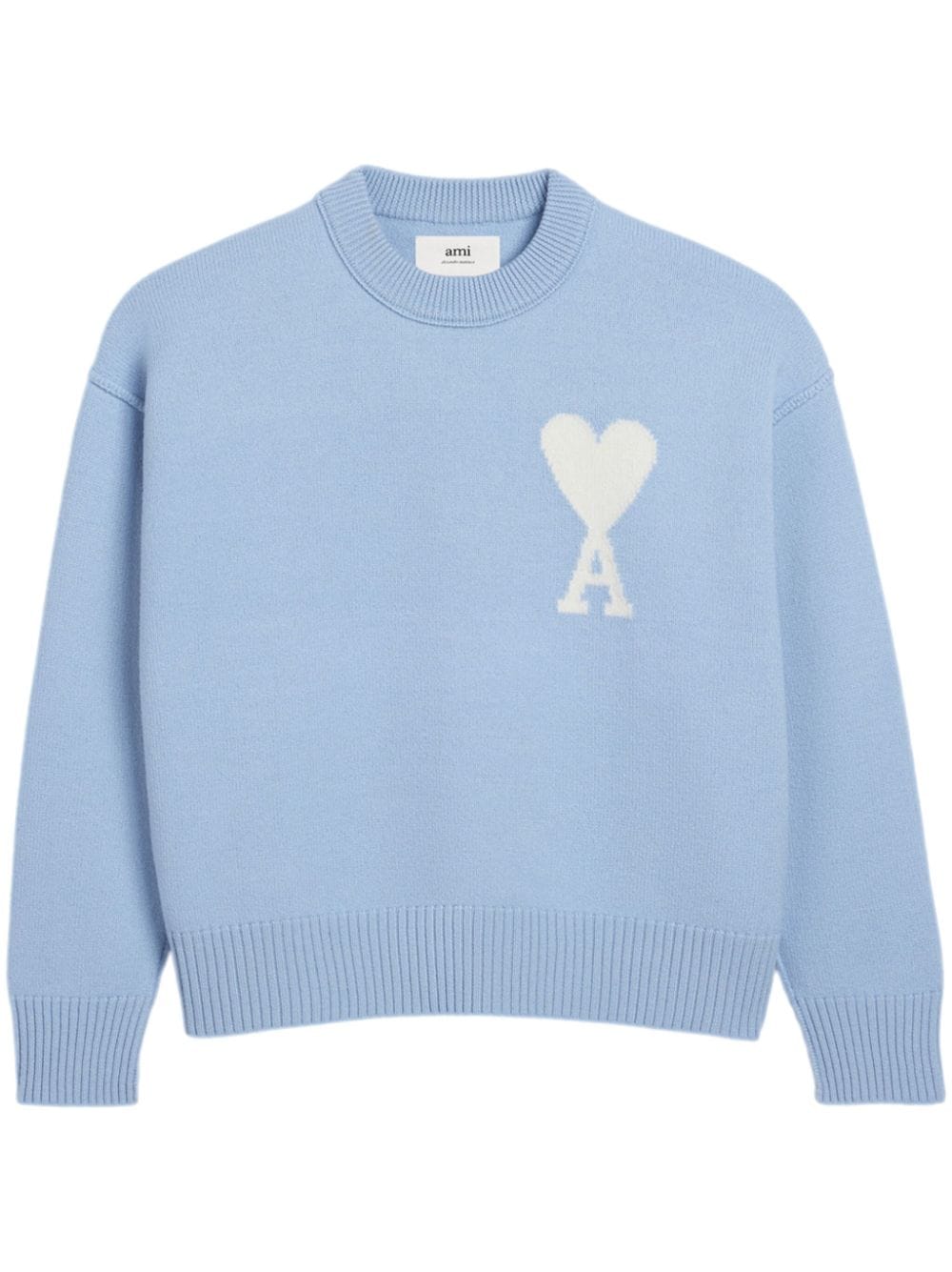 AMI pull en laine à logo Ami de Coeur bleu cachemire/ecru - Lothaire