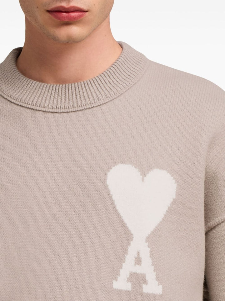 Ami pull en laine à logo beige/creme - Lothaire