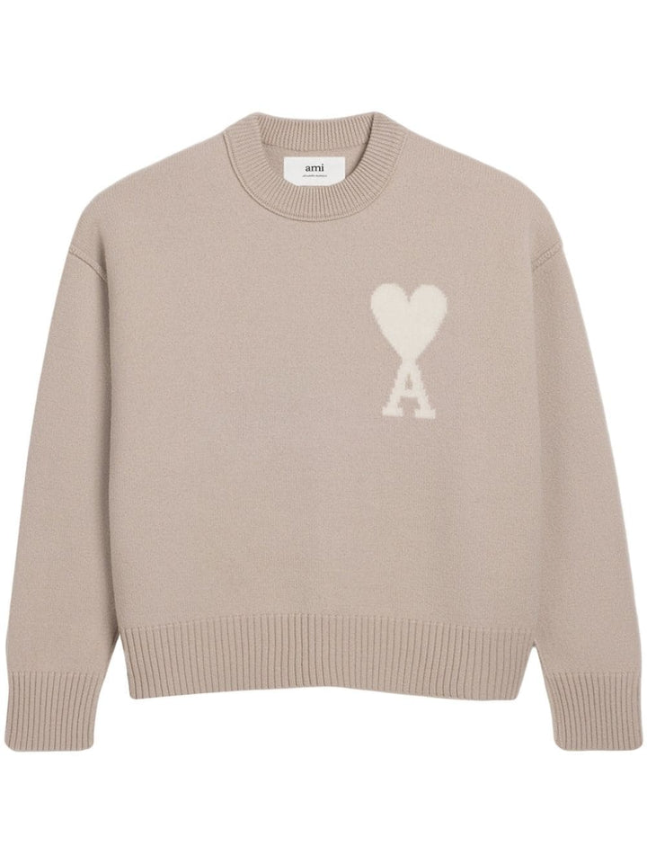 Ami pull en laine à logo beige/creme - Lothaire