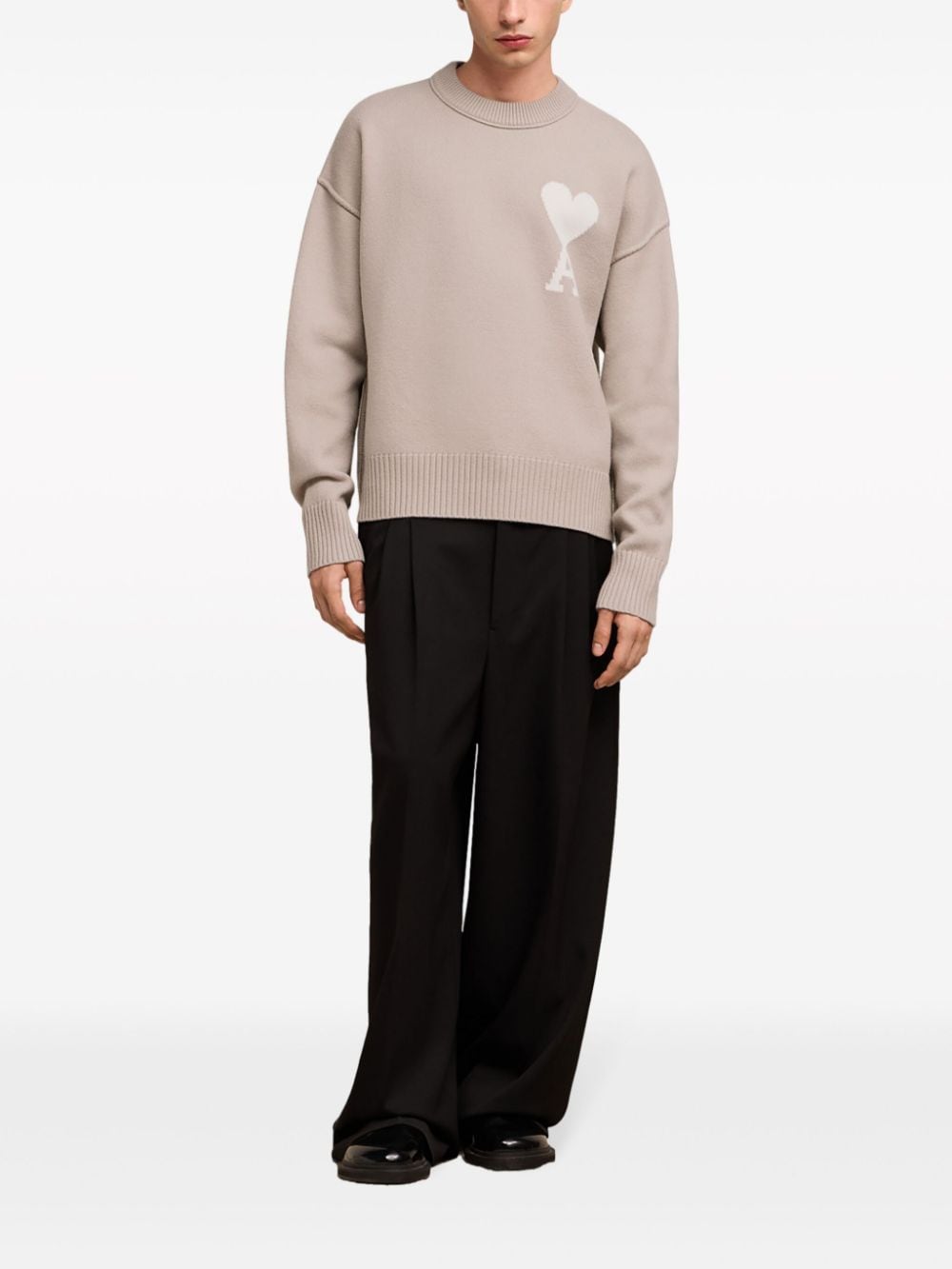 Ami pull en laine à logo beige/creme - Lothaire
