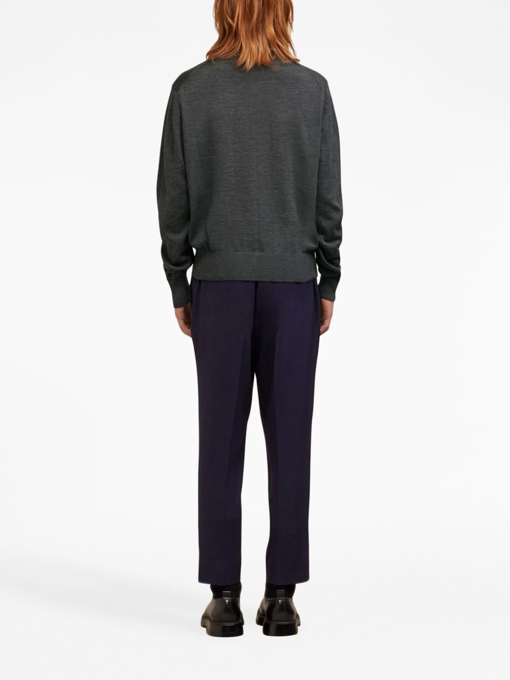 AMI pull en laine à logo brodé gris chiné - Lothaire