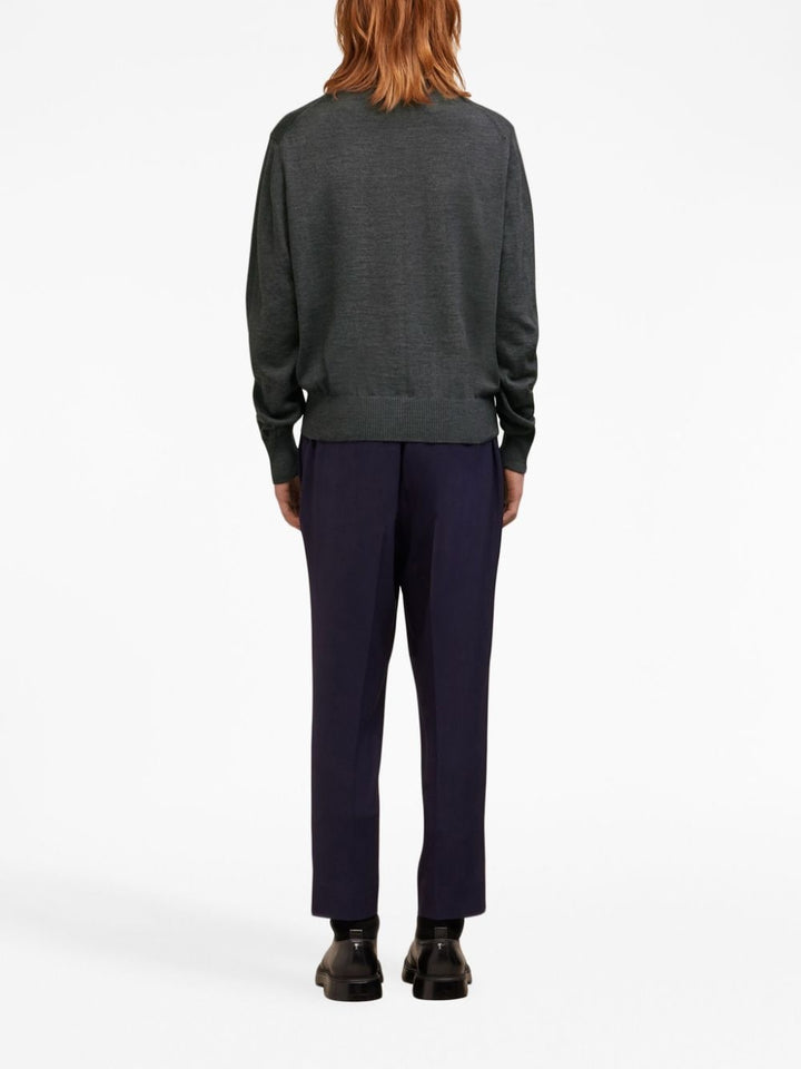 AMI pull en laine à logo brodé gris chiné - Lothaire