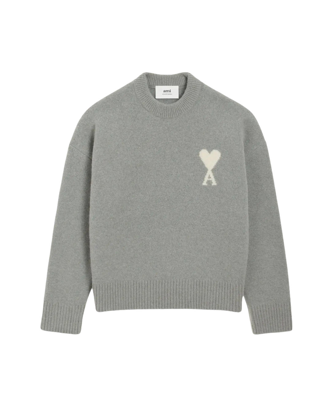 AMI - Pull gris col rond ami de cœur en alpaga - Lothaire