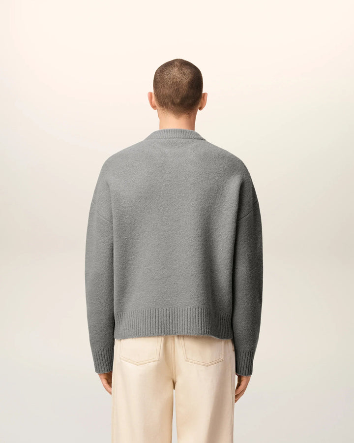 AMI - Pull gris col rond ami de cœur en alpaga - Lothaire