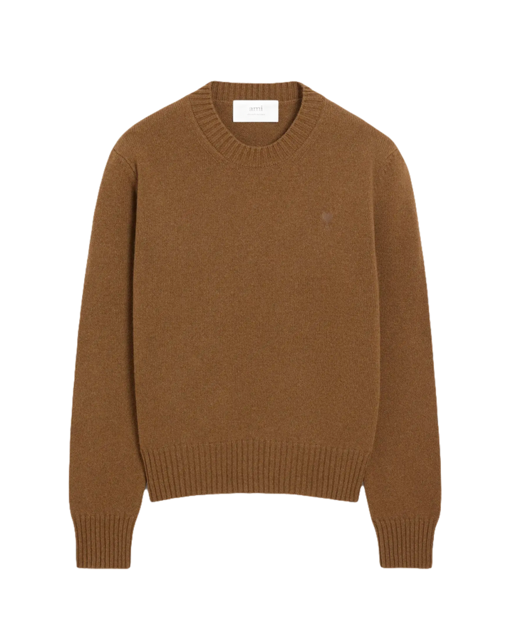 AMI - Pull marron col rond ami de cœur en cachemire - Lothaire