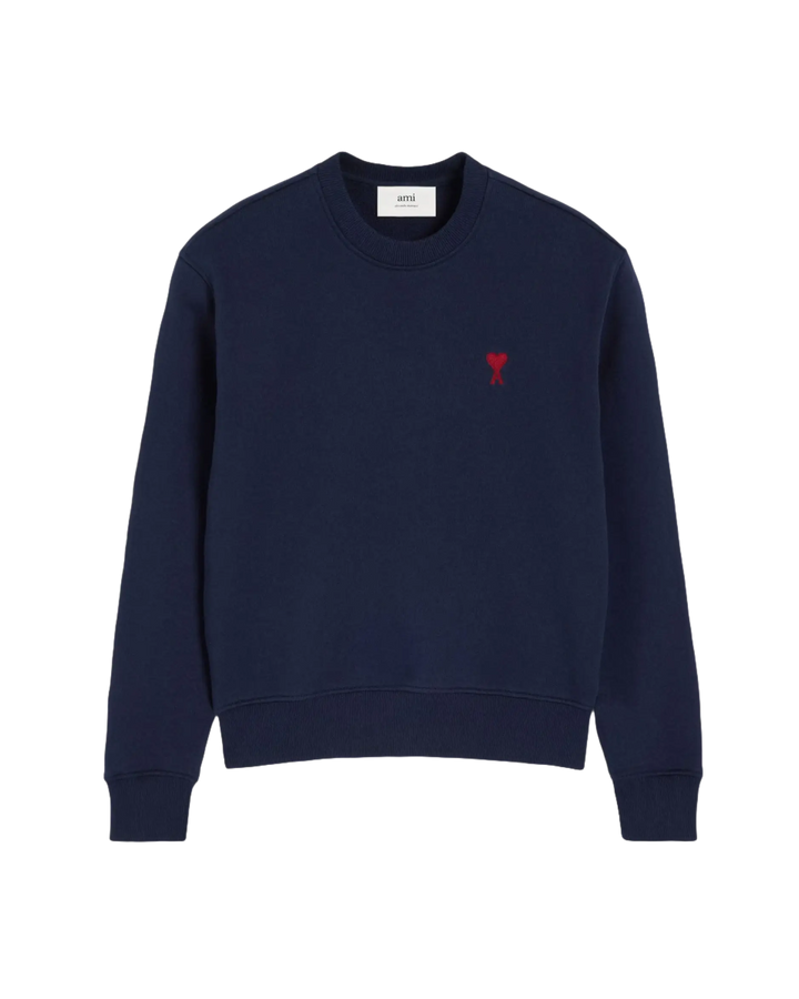 AMI - Sweatshirt bleu marine ami de cœur en coton - Lothaire
