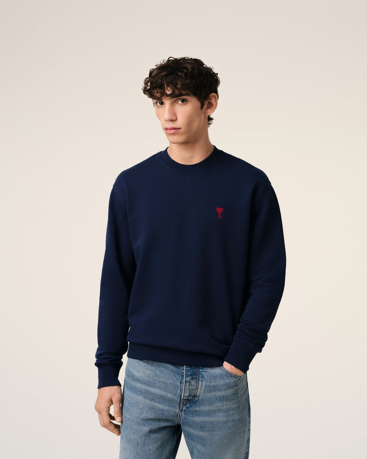 AMI - Sweatshirt bleu marine ami de cœur en coton - Lothaire