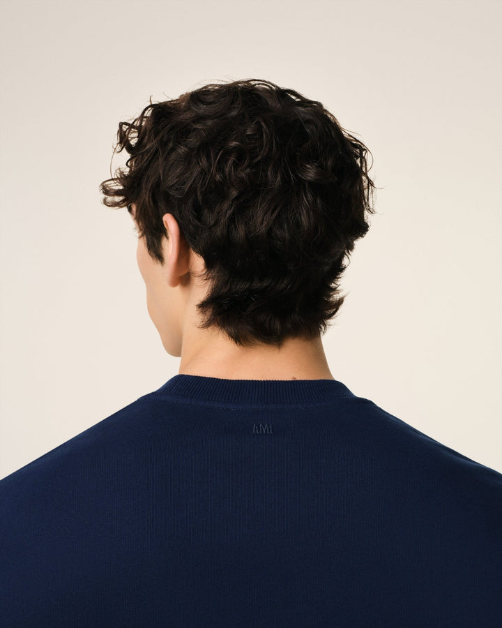 AMI - Sweatshirt bleu marine ami de cœur en coton - Lothaire