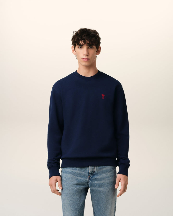 AMI - Sweatshirt bleu marine ami de cœur en coton - Lothaire
