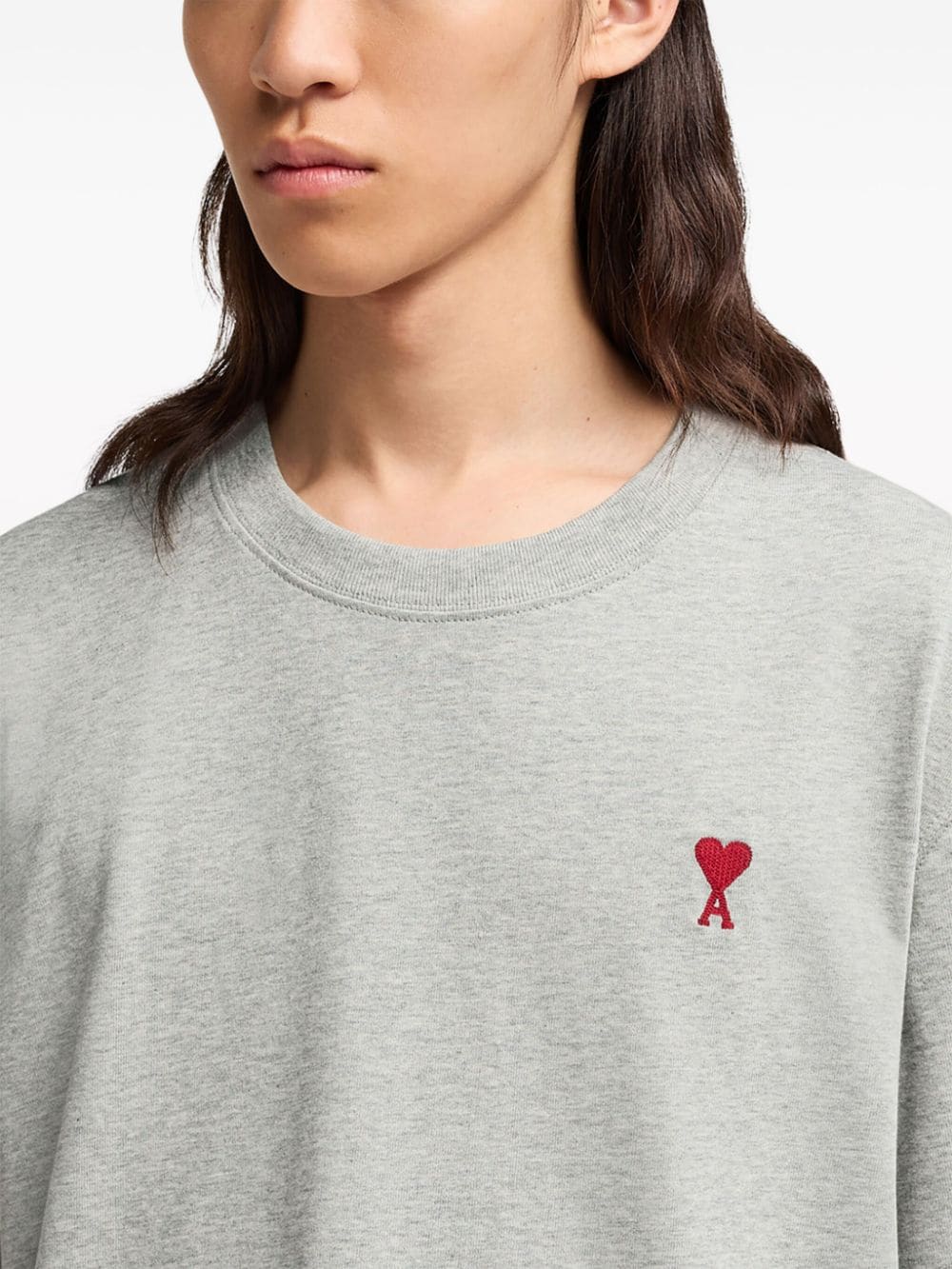 Ami t - shirt à logo Ami de Coeur brodé gris chiné - Lothaire