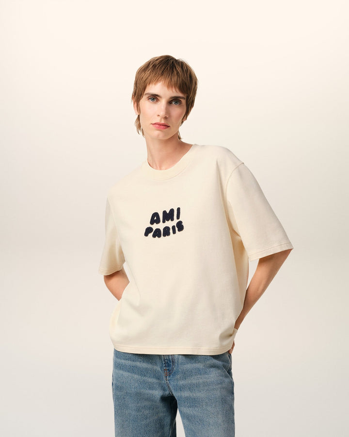 AMI - T - SHIRT BEIGE PATCH AMI PARIS Beige - Lothaire