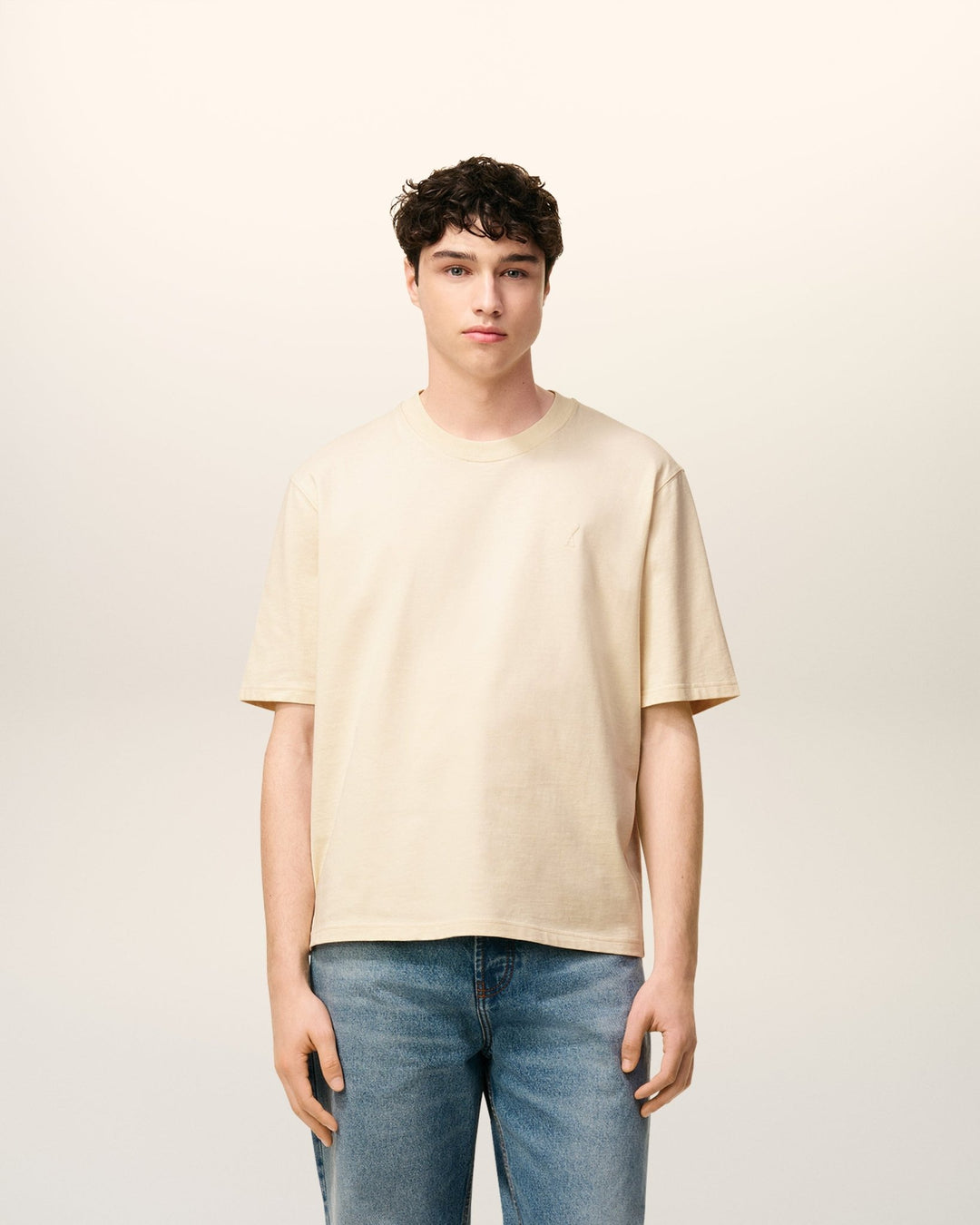AMI - T-shirt blanc ami de cœur en jersey de coton épais - Lothaire