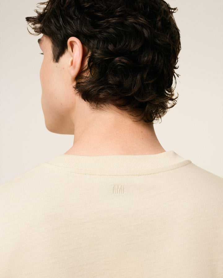 AMI - T-shirt blanc ami de cœur en jersey de coton épais - Lothaire