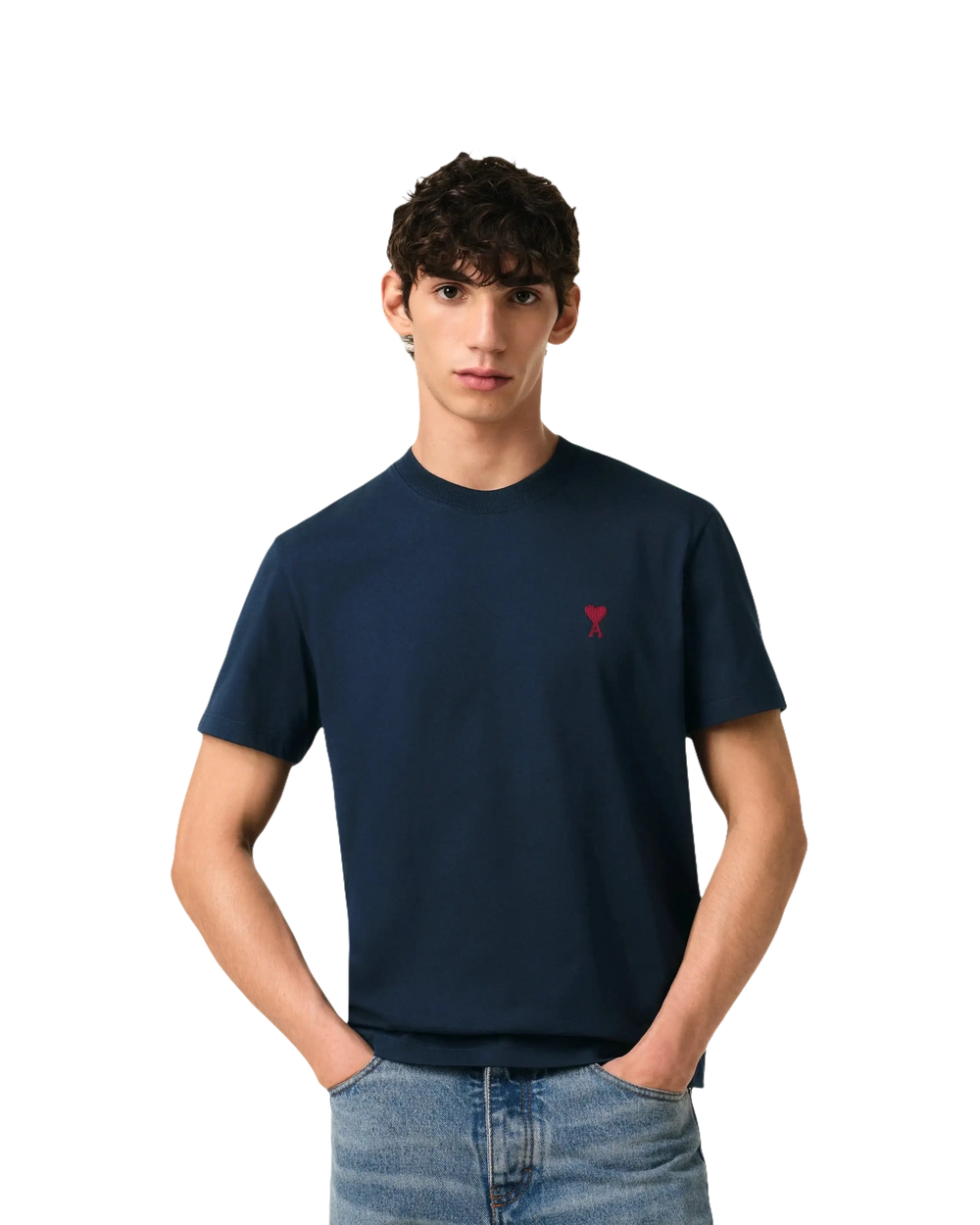 AMI - T-shirt en Coton Bleu marine - Lothaire