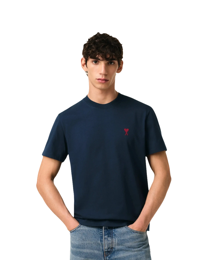 AMI - T-shirt en Coton Bleu marine - Lothaire
