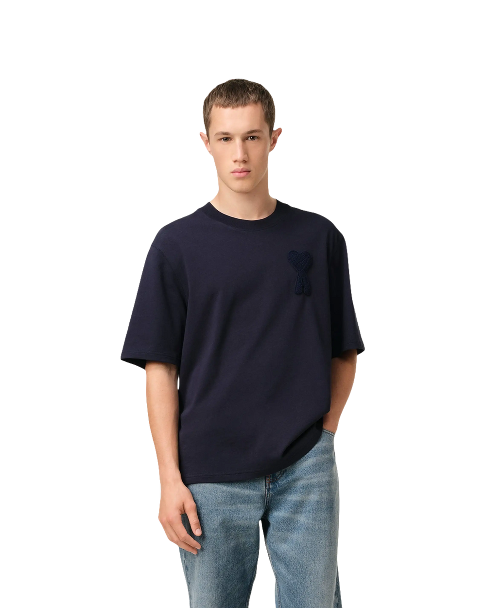AMI - T - SHIRT PATCH AMI DE COEUR Bleu marine - Lothaire