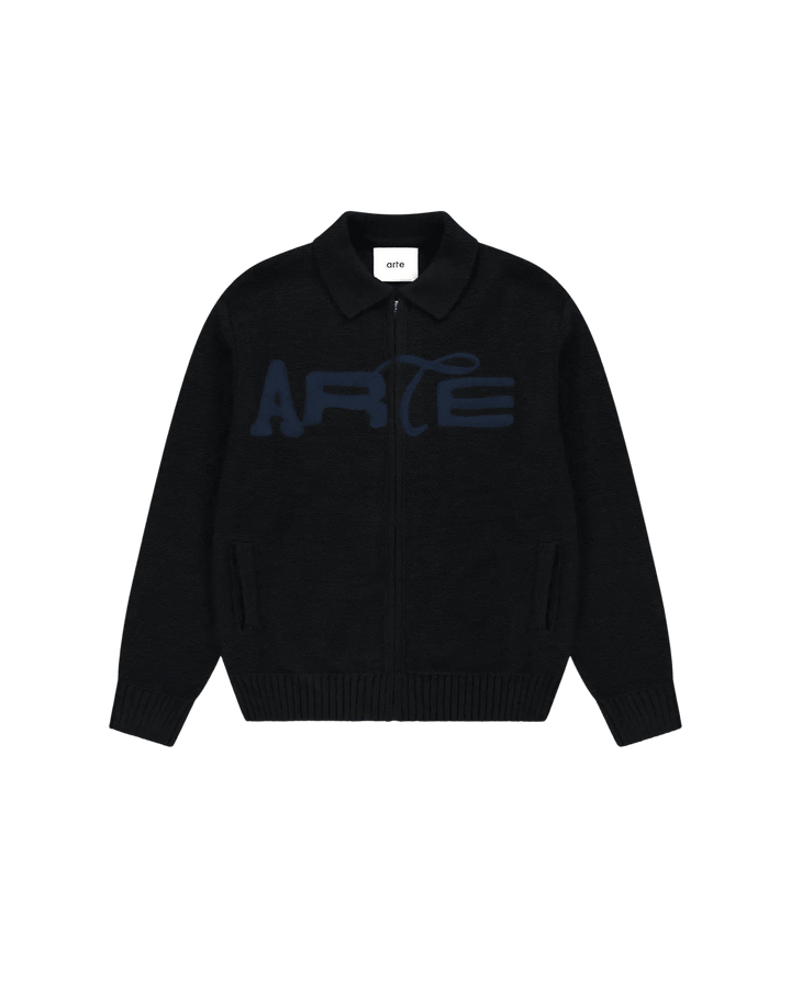 ARTE - Cardigan zippé Stencil Noir - Lothaire